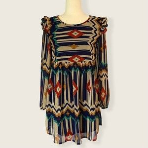 Umgee Southwest Print Long Sleeve Dress